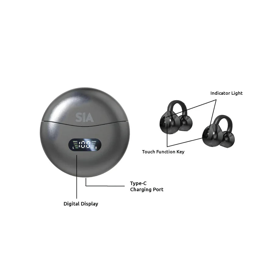 SIA AirBuds BKTWSAIR-BG - Black [b] -  سماعة - بلوتوث - كفاله 12 شهر