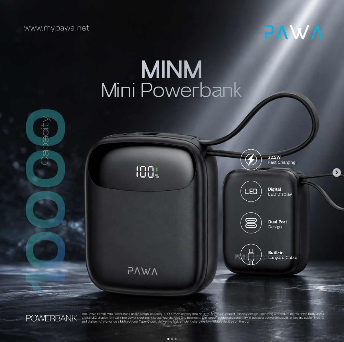 PAWA MINM MINI POWER BANK 10000MAH BLACK