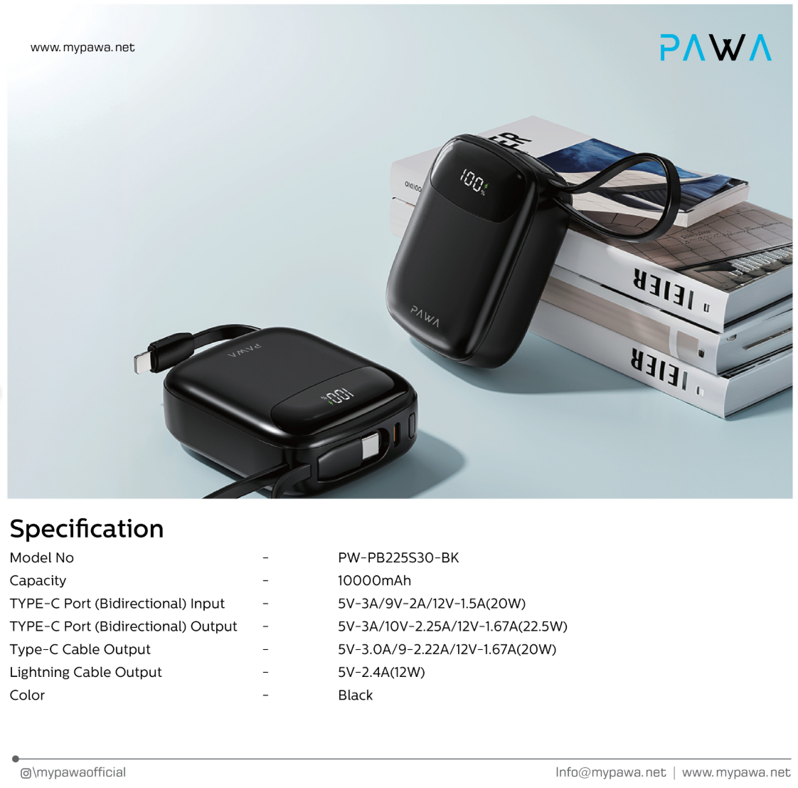 PAWA MINM MINI POWER BANK 10000MAH BLACK