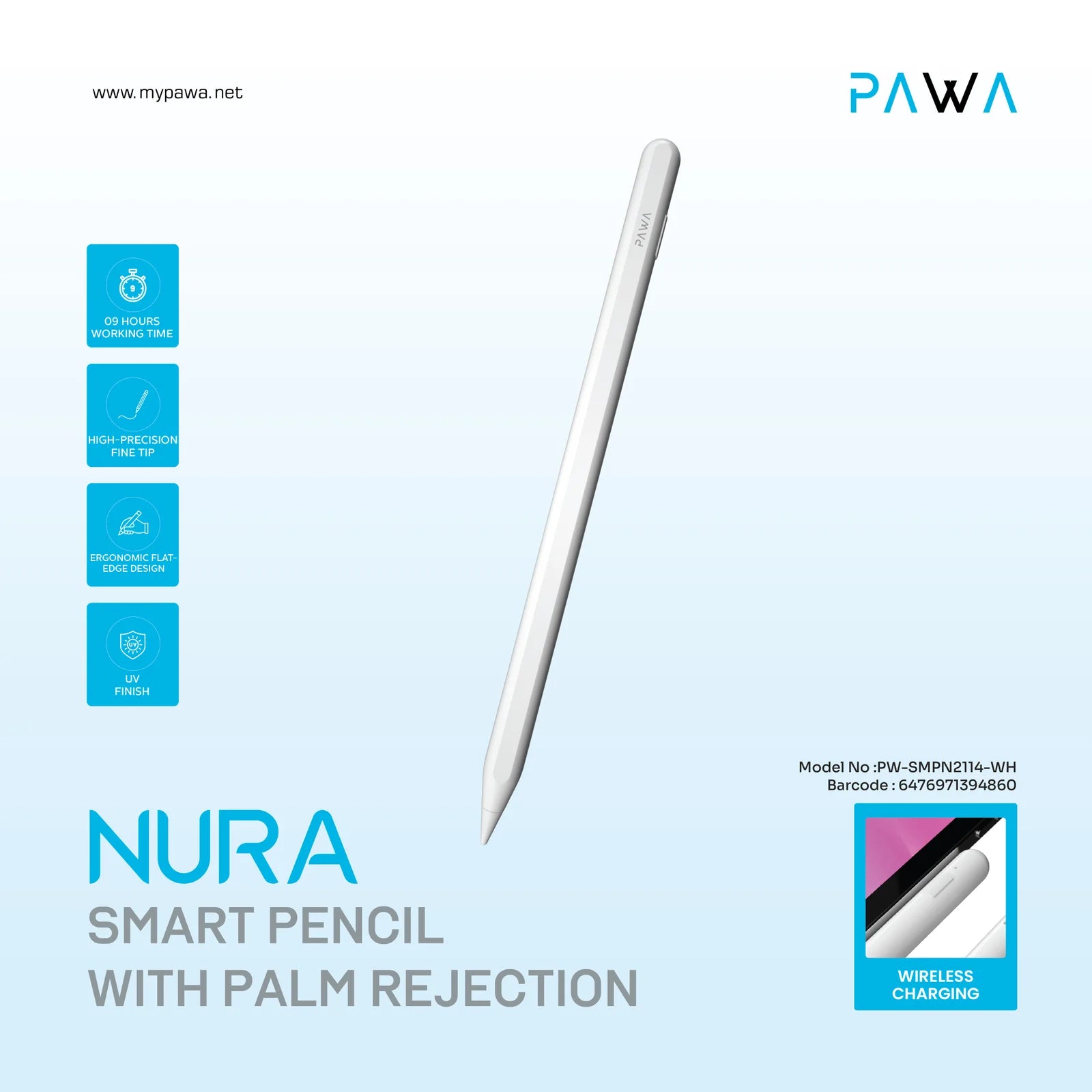 PAWA Nura Smart Pencil With Palm Rejection