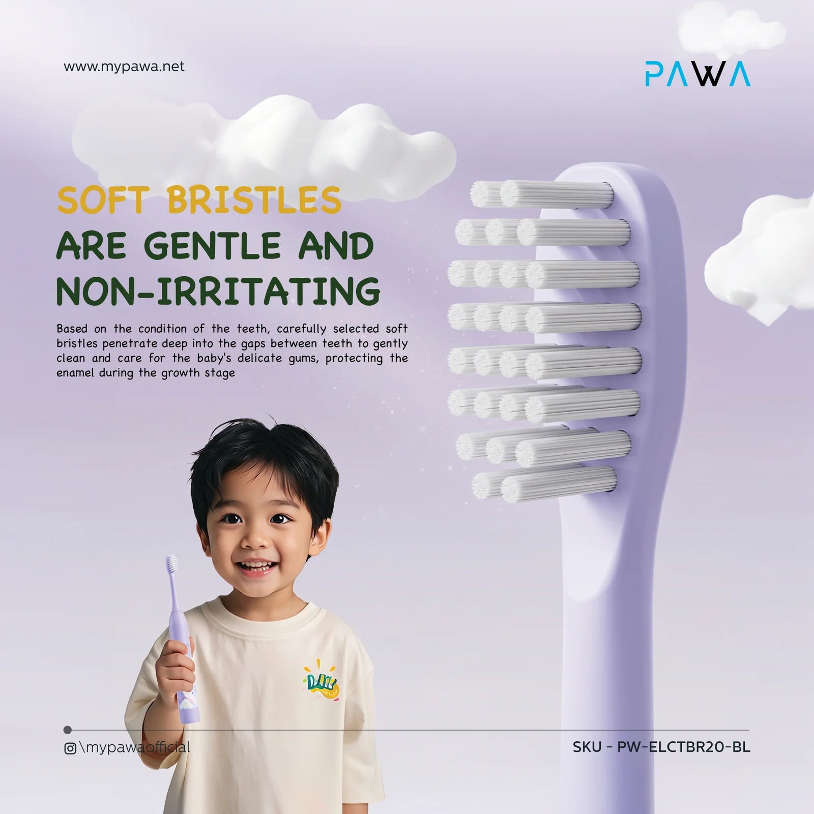 PAWA Electric Toothbrush Giggle For Kids-Blue