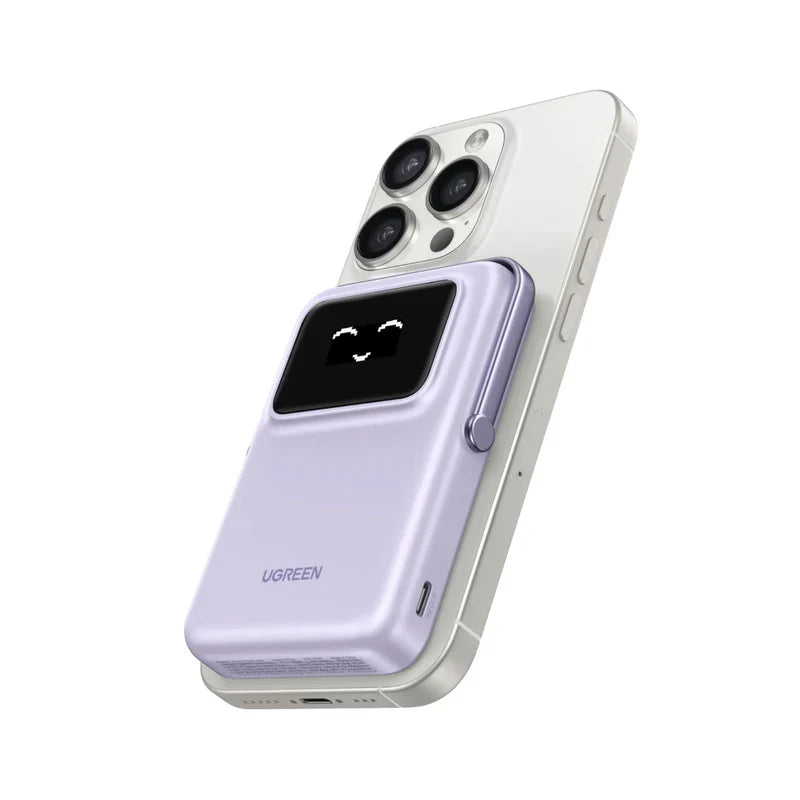 UGREEN Uno Magnetic Wireless Power Bank 10000mAh [b] - بطارية متنقلة - ماغ سيف + ستاند - يوجرين - قوه 20 واط - سعة 10000 ملي امبير - كفالة 12 شهر
