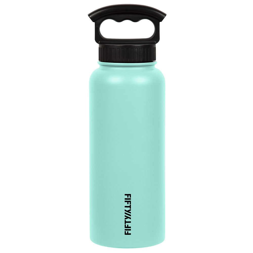 Fifty Fifty Vacuum Insulated Bottle 3 Finger Lid 1L (Cool Mint) [C] - مطارة حافظة للحرارة + مسكه