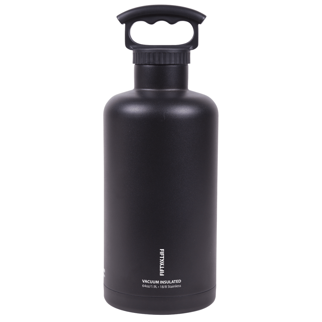 Fifty Fifty Vacuum Insulated Tank Growler 1.9L (Black) [C] - مطارة حافظة للحرارة + مسكه