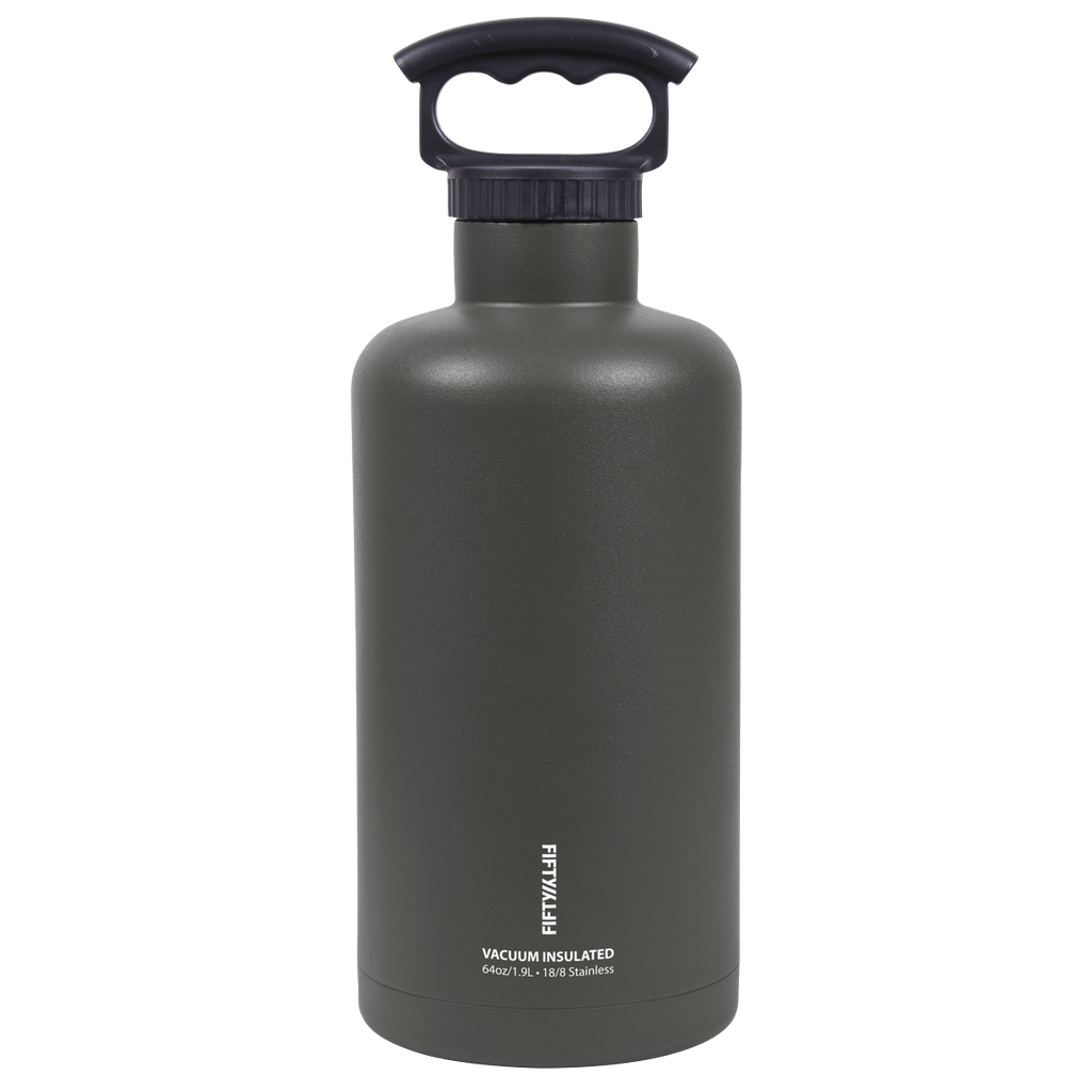 Fifty Fifty Vacuum Insulated Tank Growler 1.9L (Slate) [C] - مطارة حافظة للحرارة + مسكه