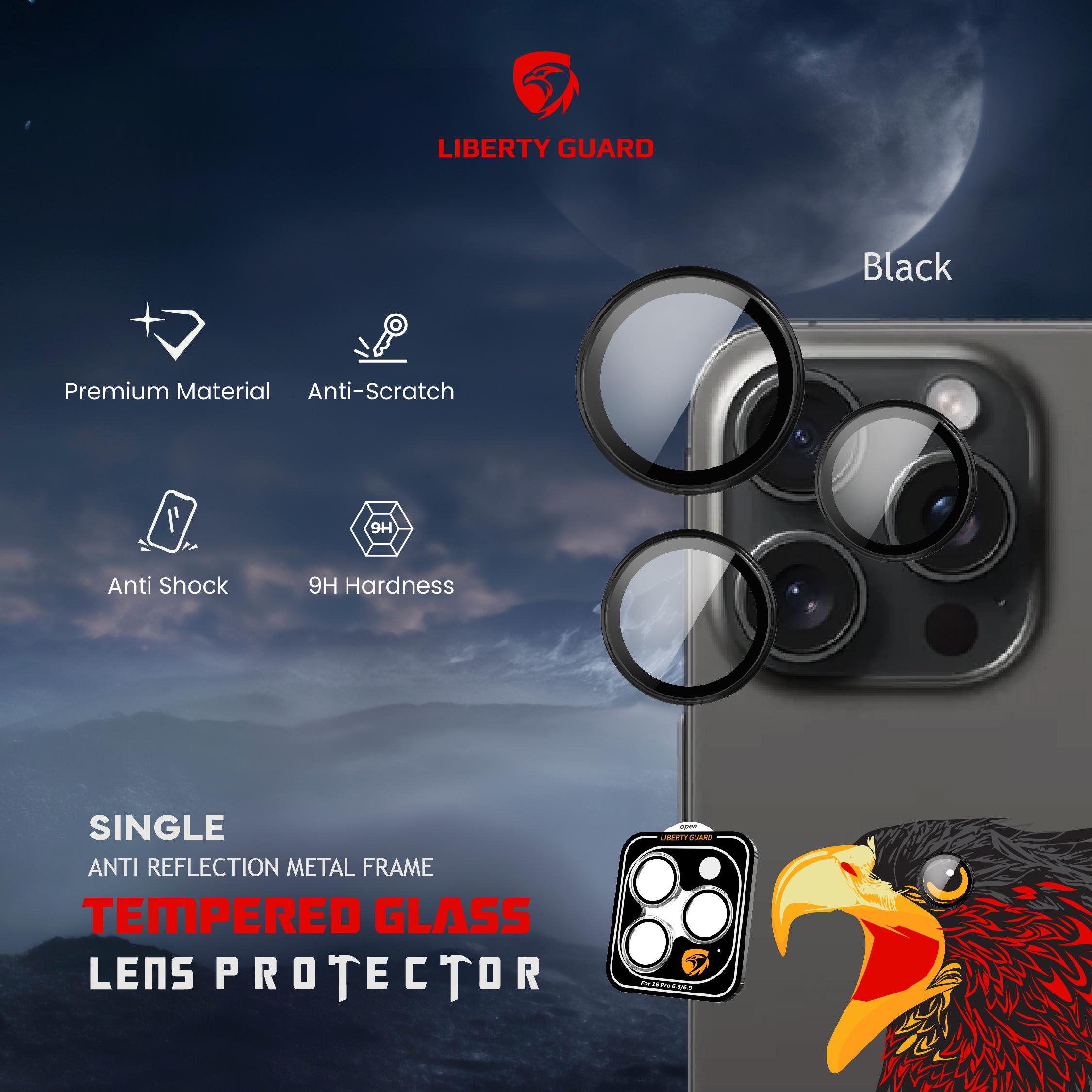 Liberty Guard Camera Lens With Installation Kit 16Pro/ProMax - Black Titanium [O] - حماية لعدسة كاميرا الهاتف - حبات