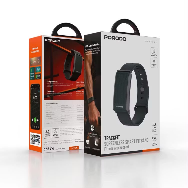 Porodo TrackFit Smart Fitness Band - Green [O] - سوار ذكي - متابعة الصحة + النشاط البدني - بورودو - كفالة 24 شهر