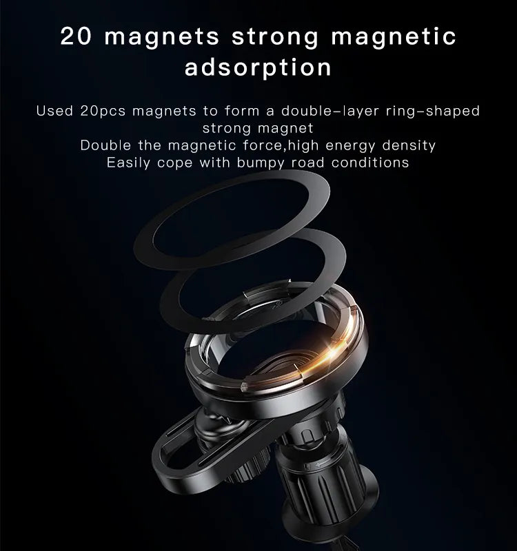 Yesido C157 Magsafe Metal Magnetic Car Phone Stand – Black - ستاند سيارة - فتحة تكييف - ماغ سيف - دوران 360 درجه - مناسب لجميع انواع الاجهزة