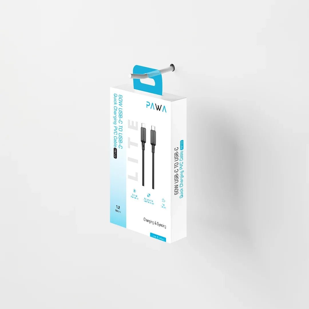 PAWA 3A USB-C TO USB-C Quick Charging - 1.2m - Black
