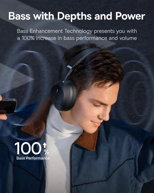 Baseus BH1 Lite Wireless Headphones – Black [D] - سماعة رأس بلوتوث - بيسوس - كفالة 12 شهر