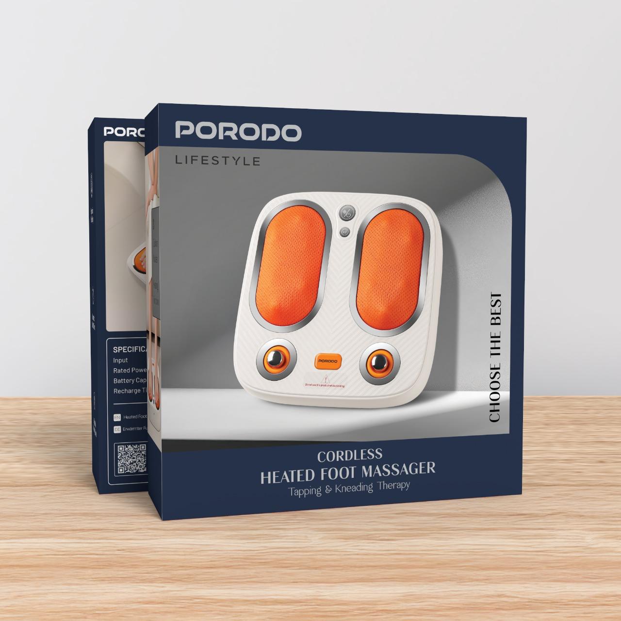 Porodo Lifestyle Cordless Heated Foot Massager Tapping & Kneading Therapy [O] - مساج القدم اللاسلكي بورودو لايف ستايل - أبيض - كفالة 24 شهر