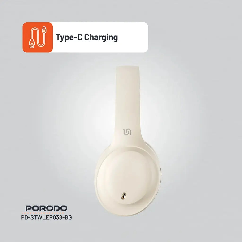 Porodo Soundtec PRIMO Wireless Headphone - Beige