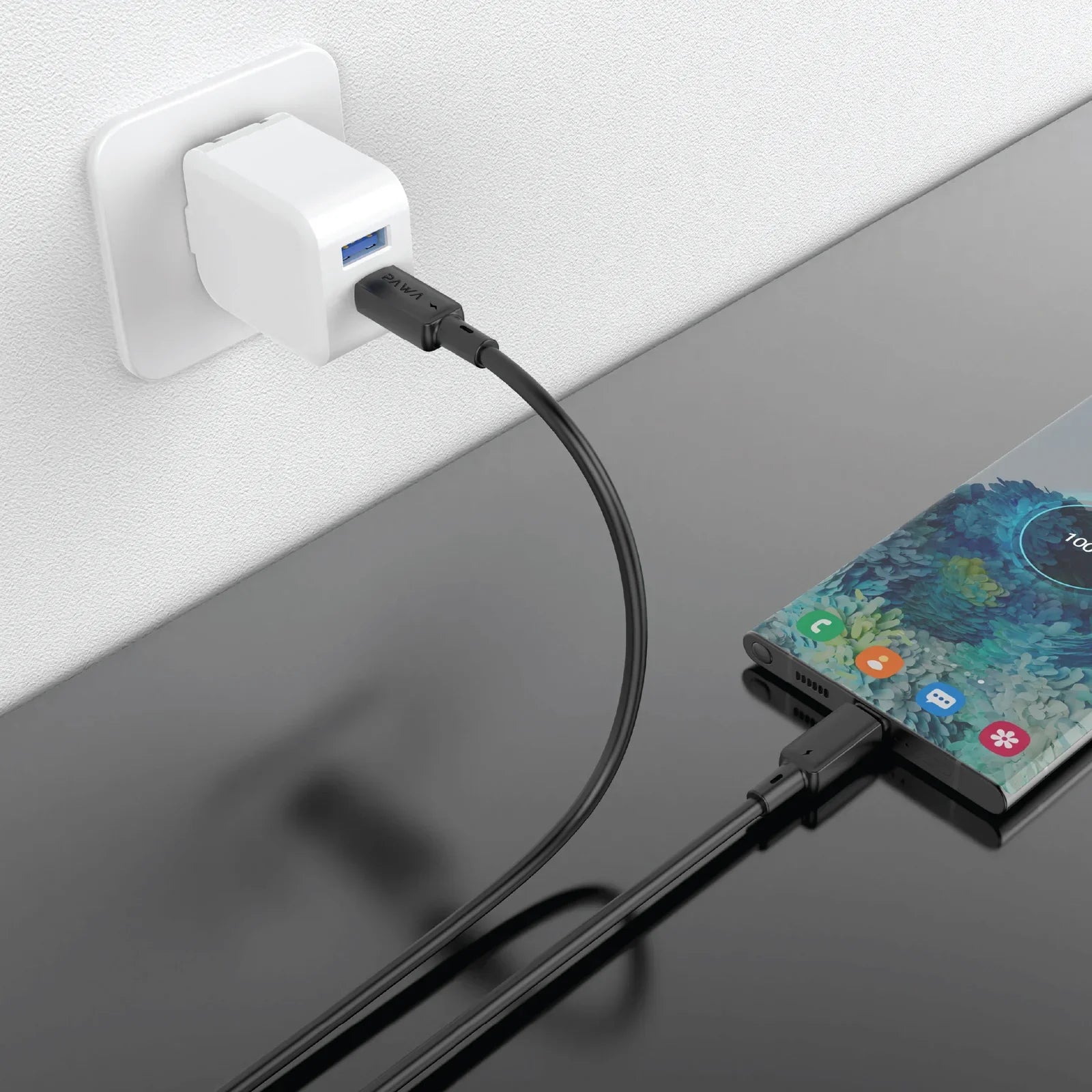 PAWA 3A USB-C TO USB-C Quick Charging - 1.2m - Black