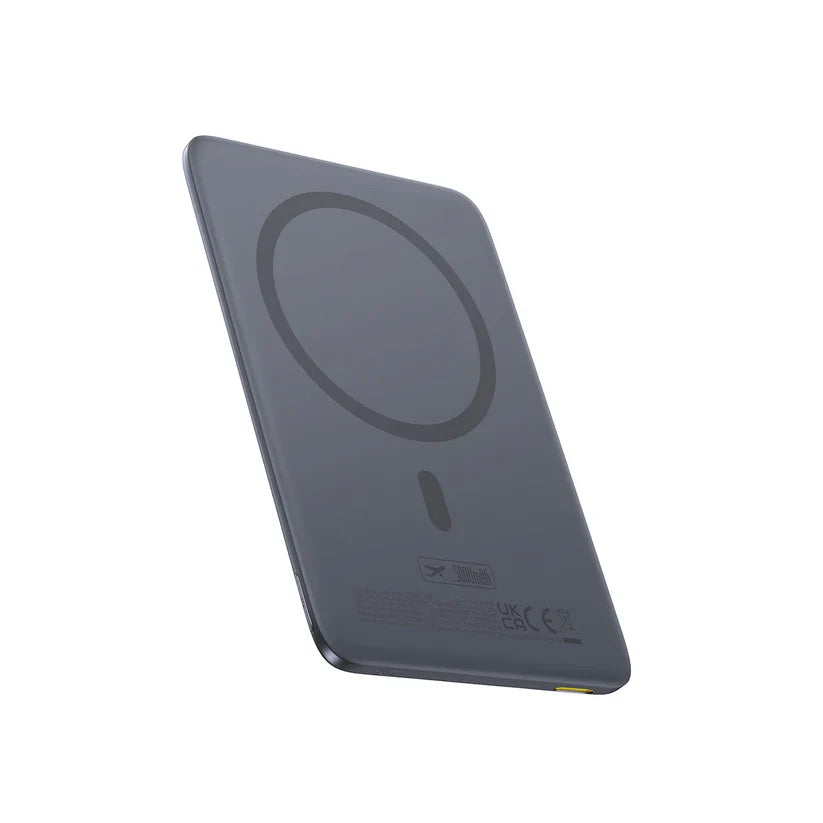 Baseus PicoGo AM41 Ultra-Slim Magnetic Power Bank 5000mAh 20W – Grey [D] - بطارية متنقلة - بيسوس - سعة 5000 - ماق سيف - قوة 20 واط - كفالة 24 شهر
