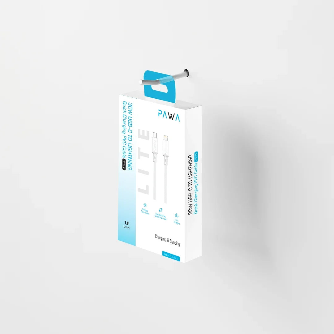 PAWA 3A USB-C TO Lightning Quick Charging - 1.2m - White