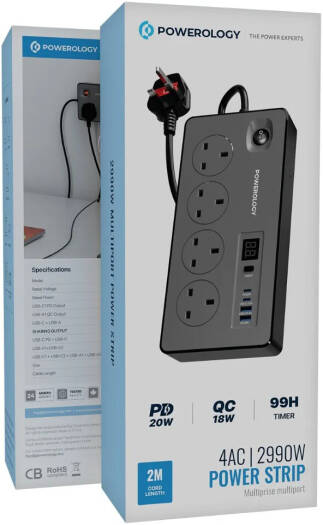 قطاع الطاقة Powerology 4AC 2990W - أسود