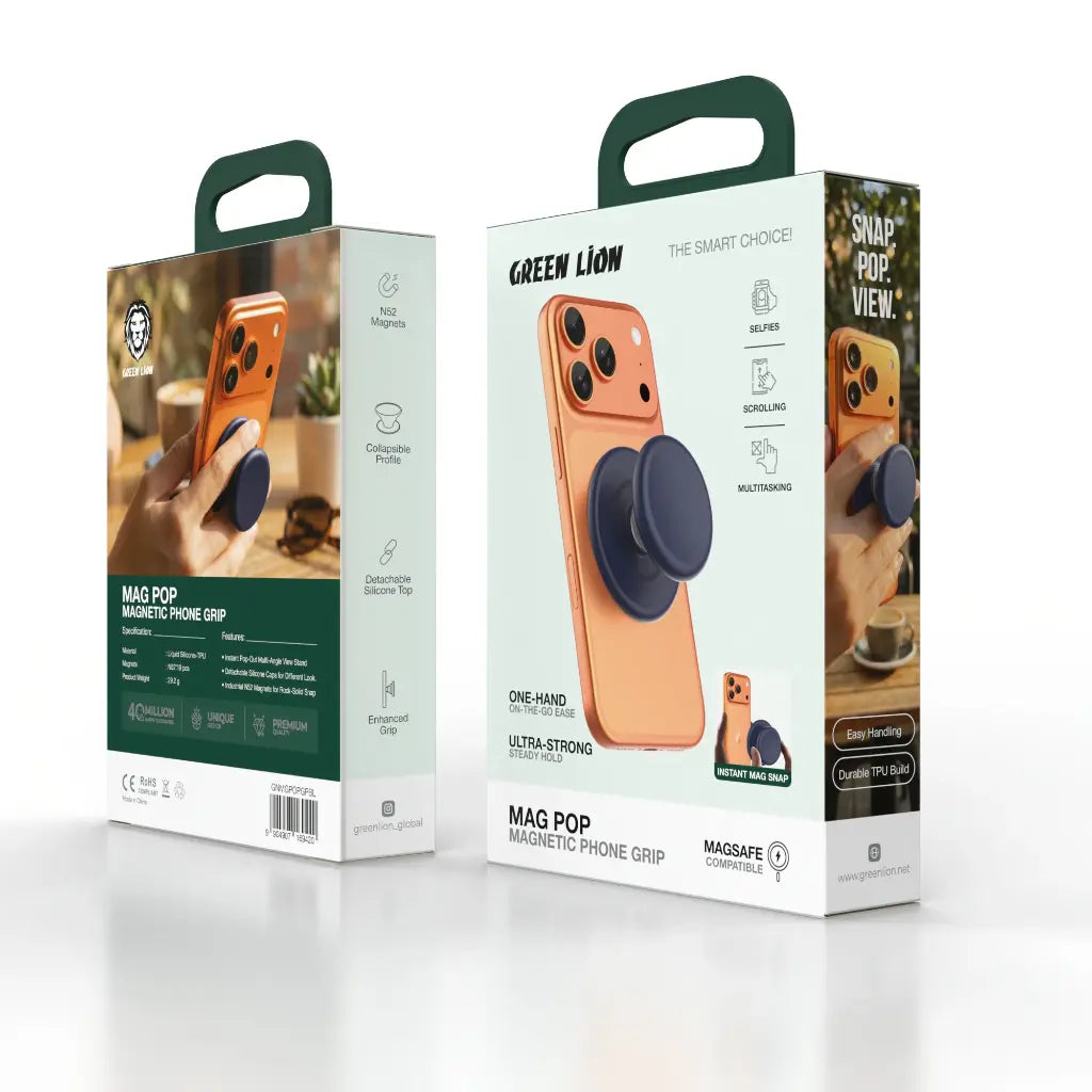 Green Lion Mag Pop Magnetic Phone Grip - Dark blue - مسكة دائرية - ستاند - خاصية الماغ سيف
