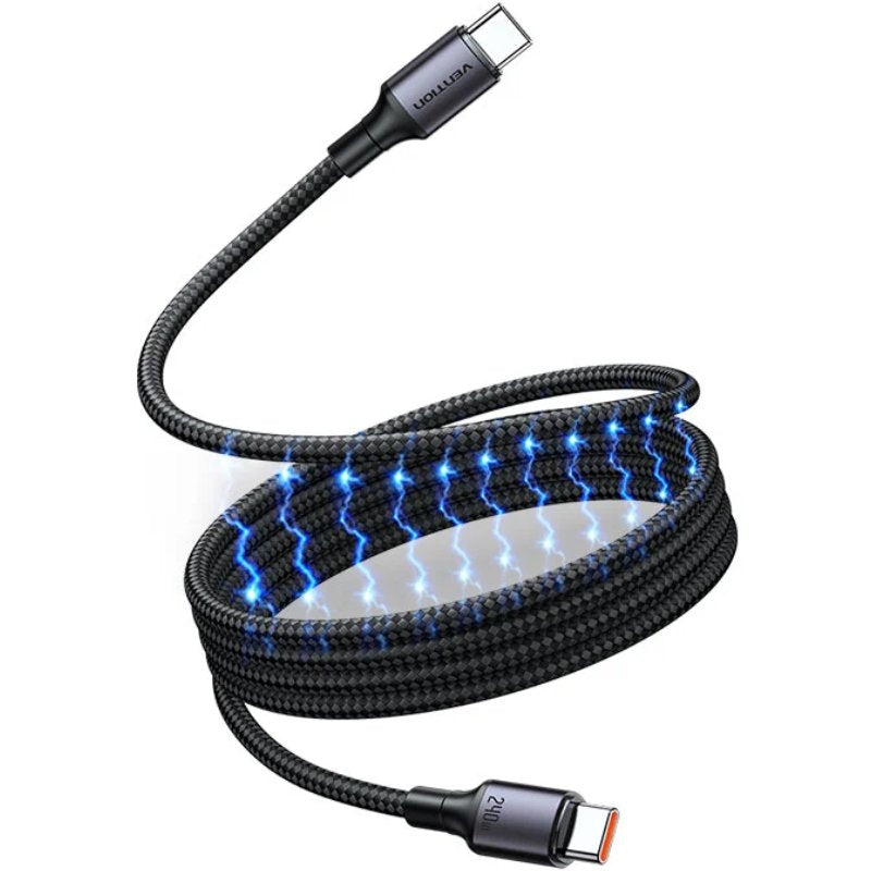 Vention USB 2.0 C Male to C Male 5A Magnetic Cable 1M Aluminum Alloy Type - Black