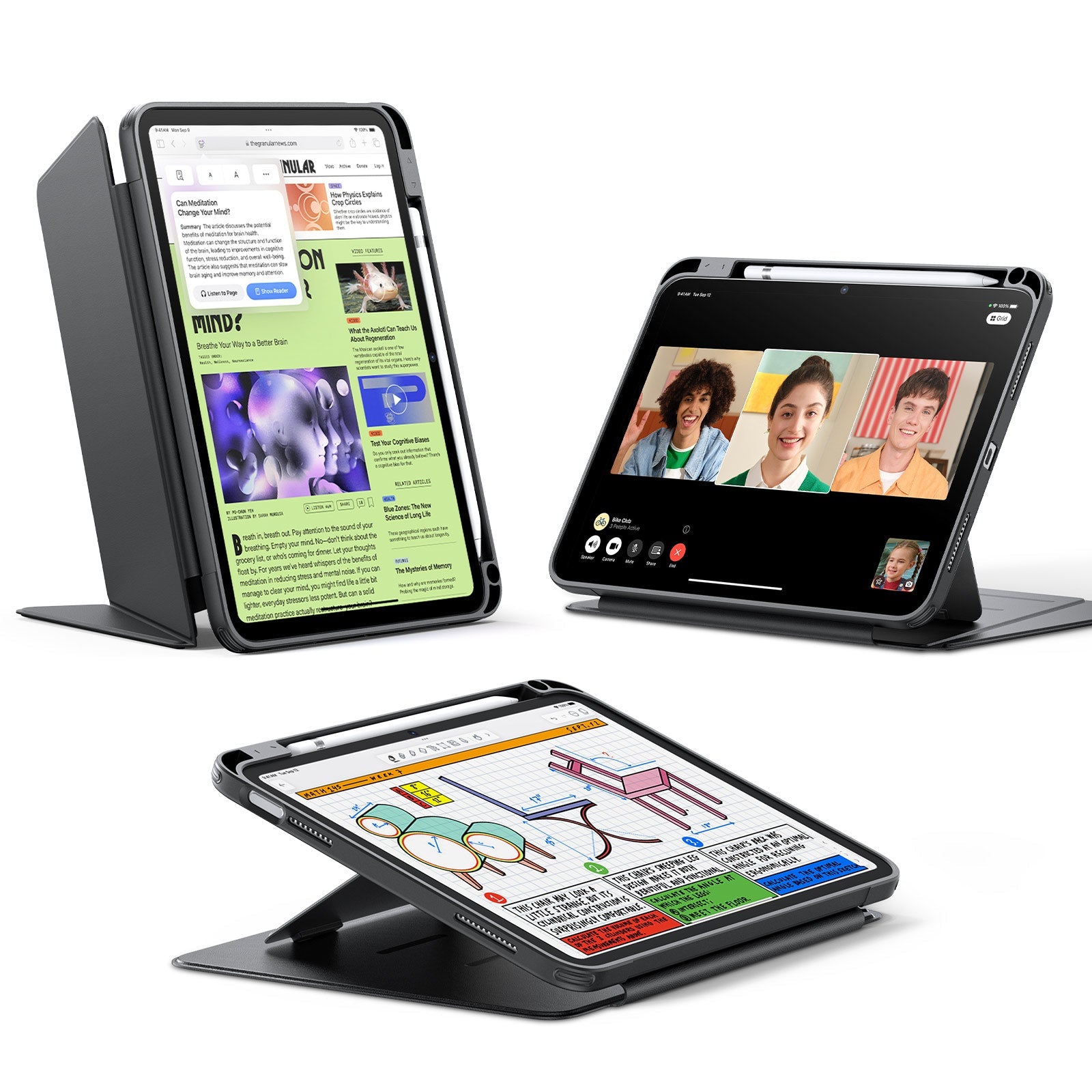 ESR iPad 10.9 2022 / iPad 11 - A16 / 11th Gen) Gen Flip Hybrid Case (Pencil Holder) Black