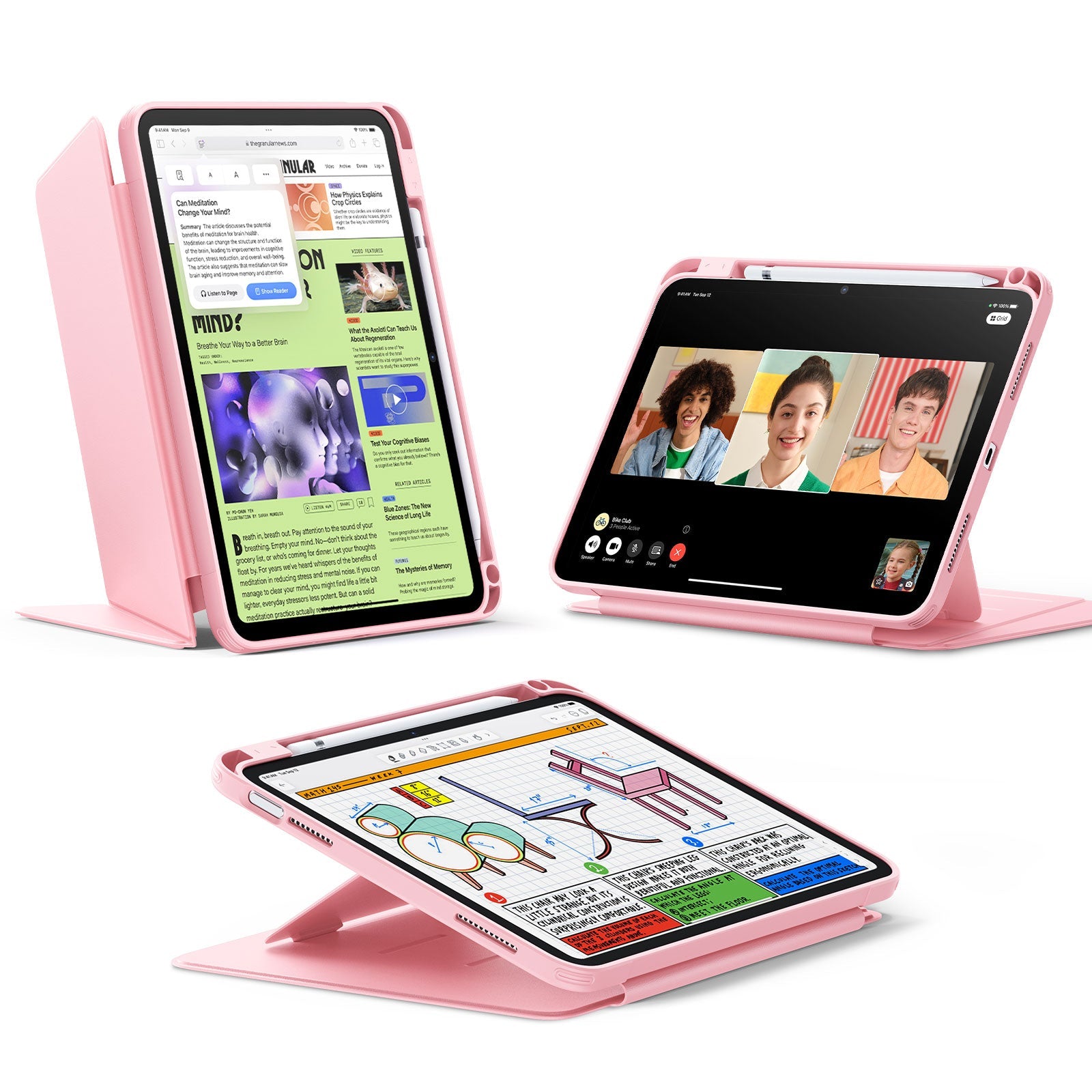 ESR iPad 10.9 2022 / iPad 11 - A16 / 11th Gen) Gen Flip Hybrid Case (Pencil Holder) Pink