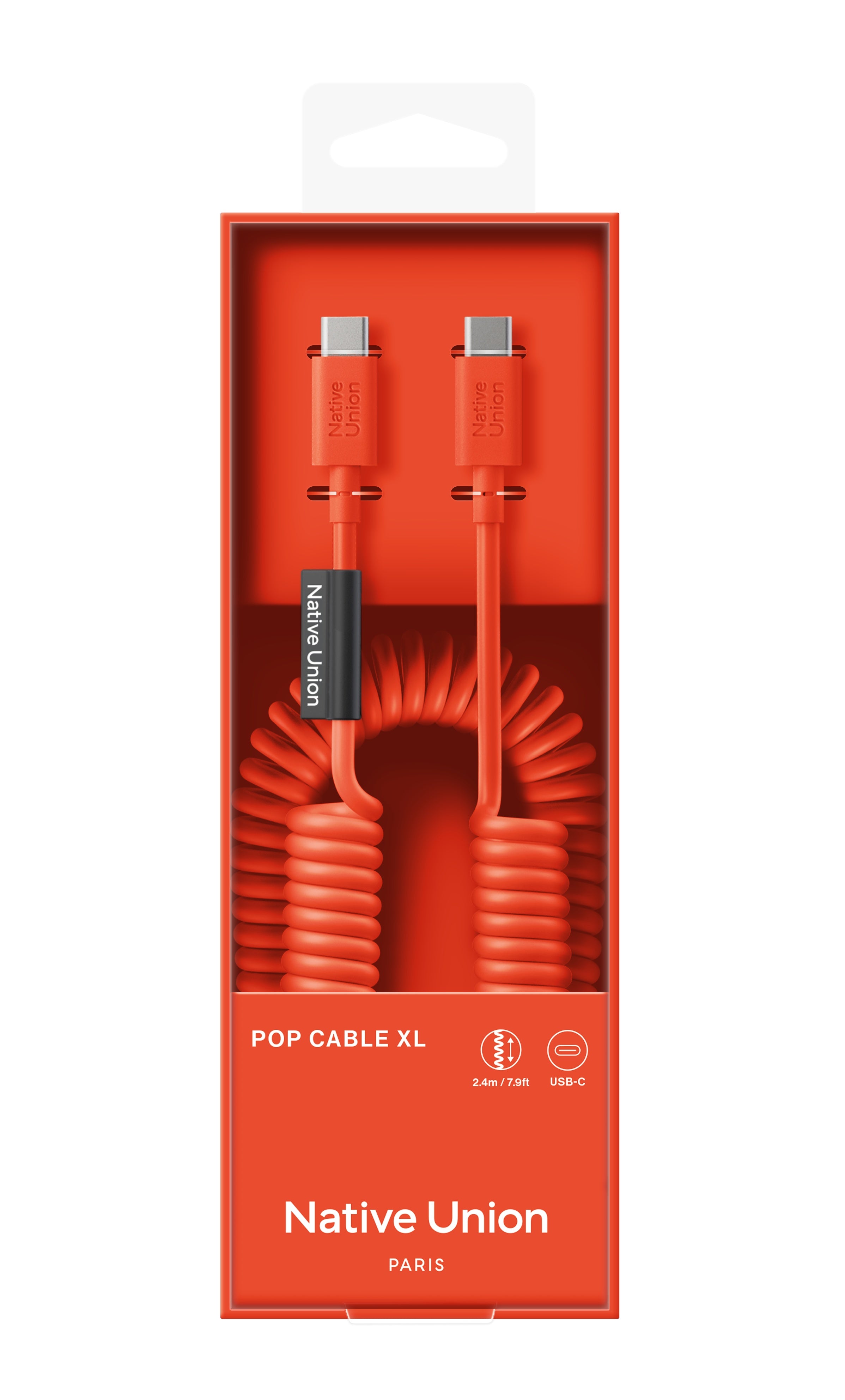 Native Union POP CABLE XL type C-C 2.4M 60W - Alarm Red