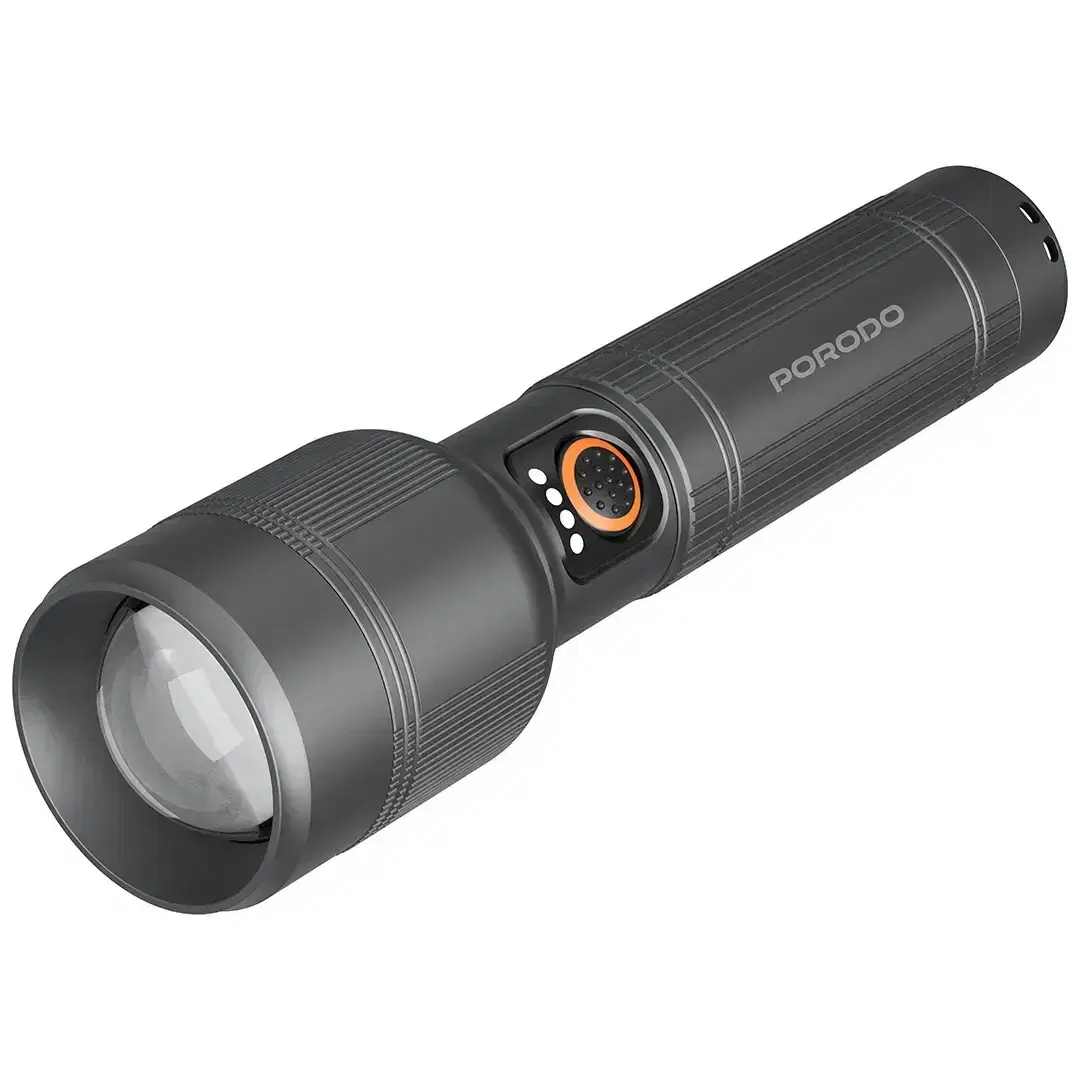 Porodo PDFL5102GY Lumalite 2500 – High-Power Rechargeable Flashlight [O]- كشاف  – قوة إضاءة عالية للمغامرات الثقيلة - كفالة 24 شهر