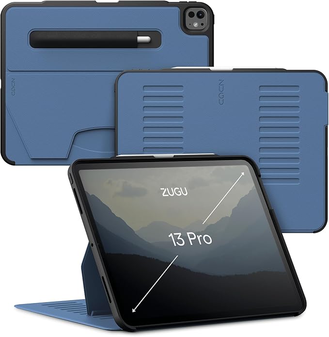 ZUGU iPad Pro 13" / 11" - M4/M5 (2024/2025) Case - Slate Blue [V] - كفر ايباد + ستاند + مكان للقلم