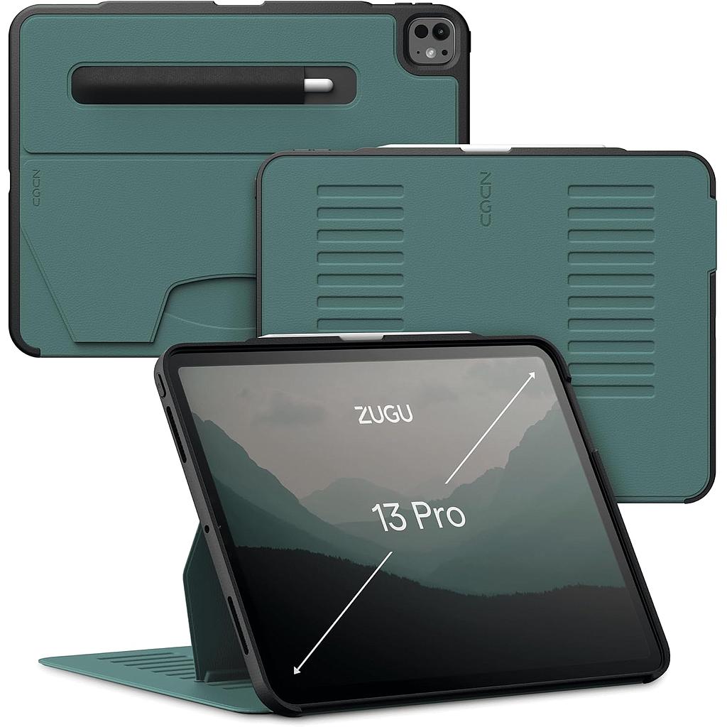 ZUGU iPad Pro 13" / 11" - M4/M5 (2024/2025) Case - Pine [V] - كفر ايباد + ستاند + مكان للقلم