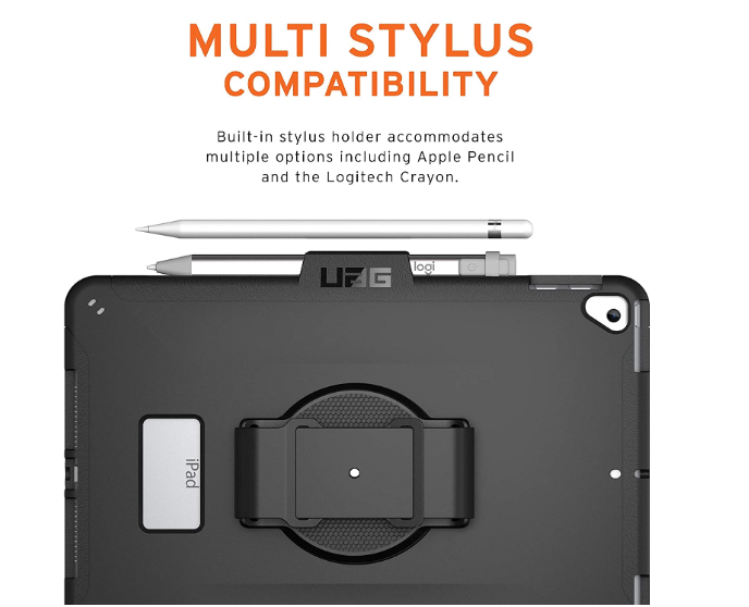 UAG Apple iPad 10.2/10.5" (7th, 8th & 9th Gen)with Handstrap [V] - كفر ايباد حماية عالية + ستاند + مكان للقلم + مسكة يد