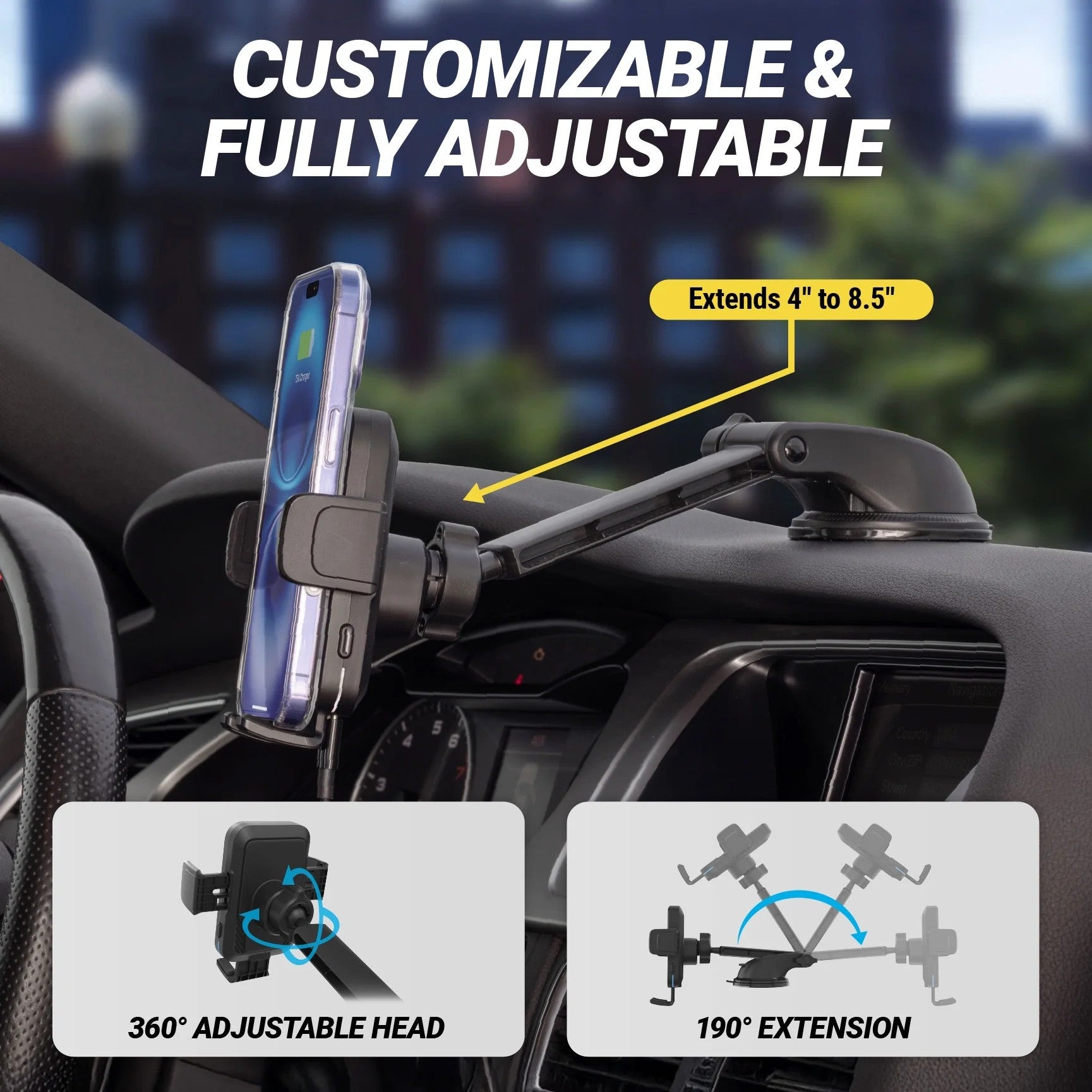 SCOSCHE MAGICGRIP™ CHARGE WINDOW/DASH 2-in-1 Auto-Grip Wireless Charging Mount