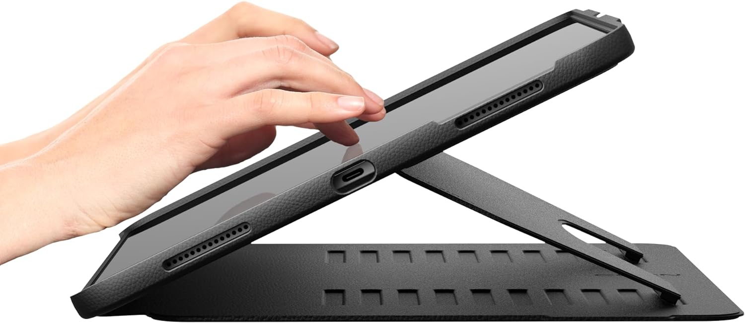 ZUGU iPad Pro 13" / 11" - M4/M5 (2024/2025) Case - Black [V] - كفر ايباد + ستاند + مكان للقلم