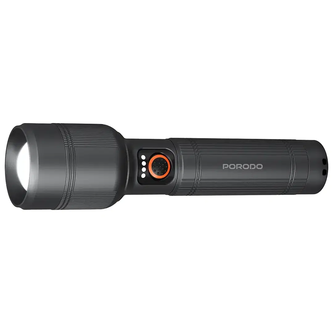 Porodo PDFL5102GY Lumalite 2500 – High-Power Rechargeable Flashlight [O]- كشاف  – قوة إضاءة عالية للمغامرات الثقيلة - كفالة 24 شهر