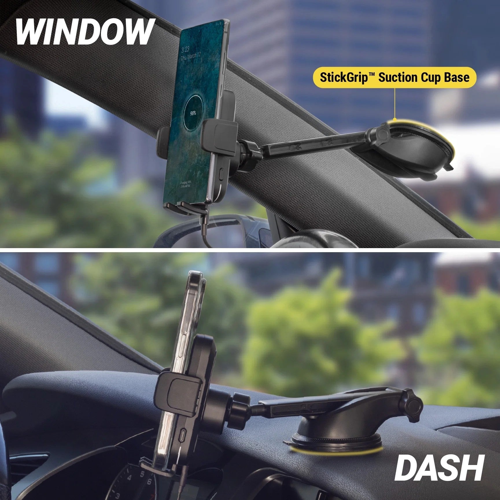 SCOSCHE MAGICGRIP™ CHARGE WINDOW/DASH 2-in-1 Auto-Grip Wireless Charging Mount