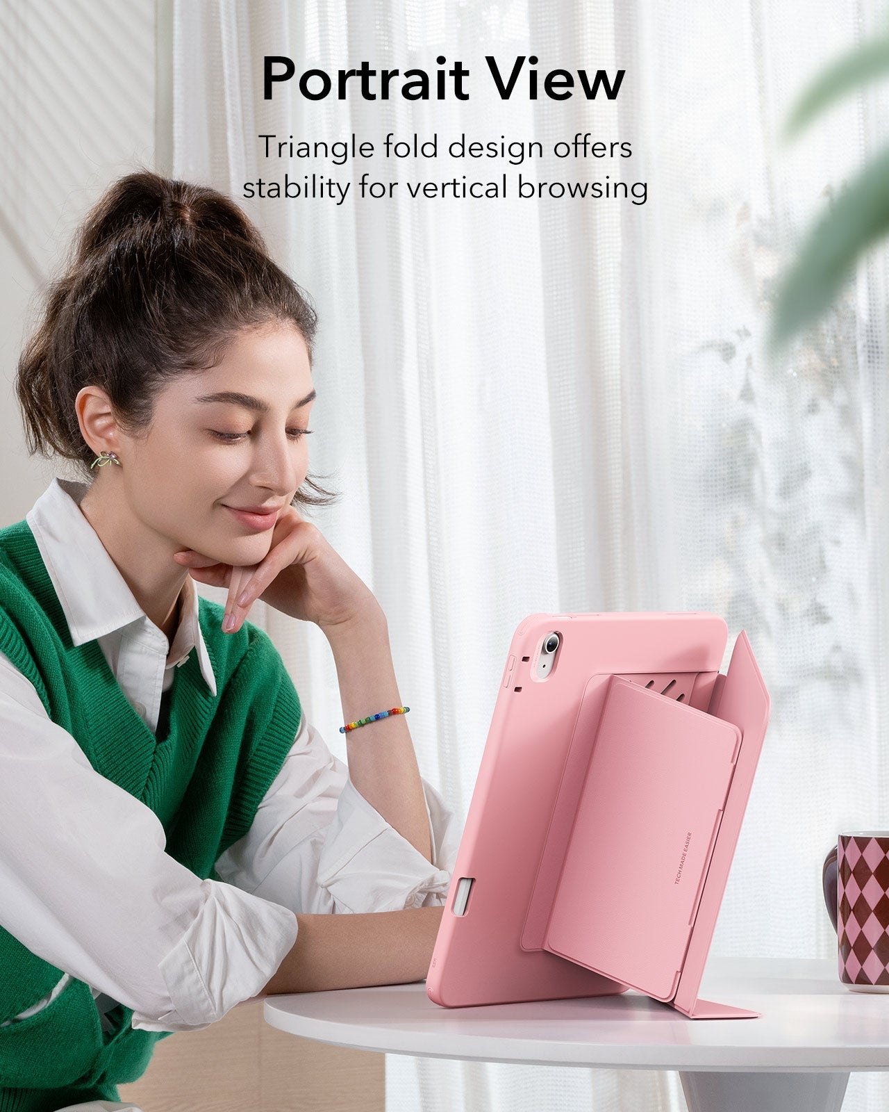 ESR iPad 10.9 2022 / iPad 11 - A16 / 11th Gen) Gen Flip Hybrid Case (Pencil Holder) Pink