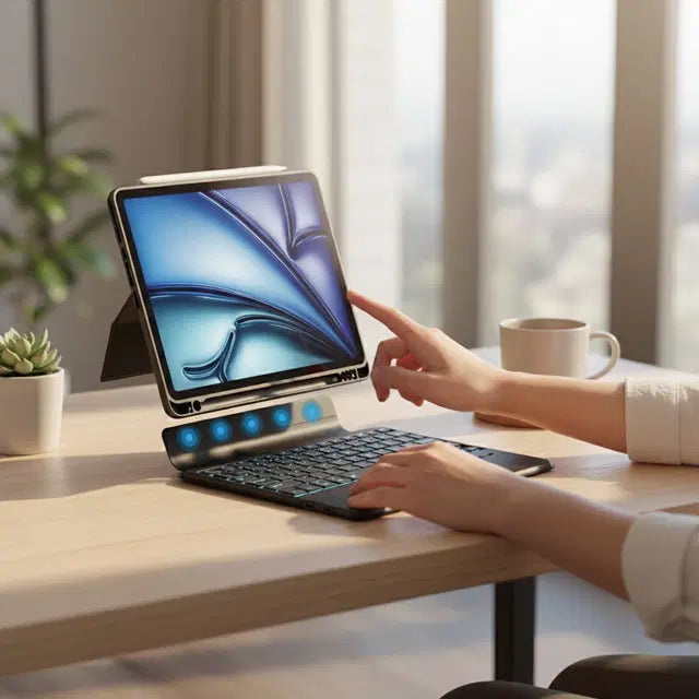 Yesido KB34B Magnetic Keyboard Case iPad  Arabic - Black [H] - كفر ايباد + كيبورد - لوحة مفاتيح عربي / انجليزي + مكان للقلم
