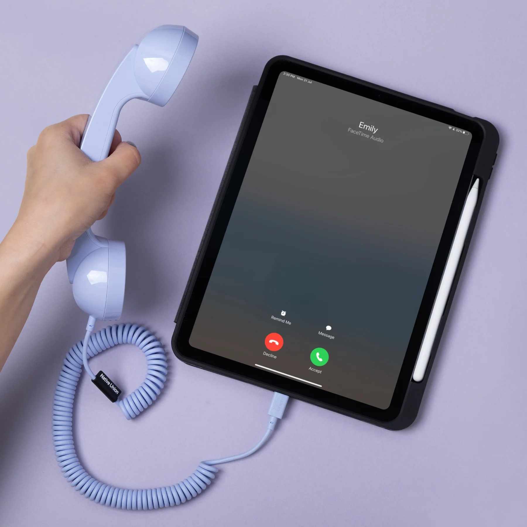 Native Union Pop Phone Azure [V] - سماعة اذن - مع مايكروفون - تايب سي - فردة احادية - كفالة 5 سنوات