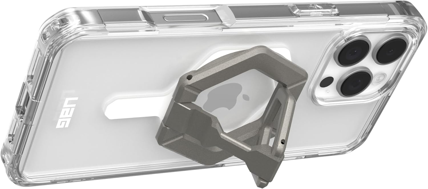 UAG Plyo MagSafe Bundle Case for iPhone 16 Pro/16 Pro MAX - Ice White/Titanium Stand [V] - كفر حماية عالية + ستاند بالطول و العرض - ماغ سيف