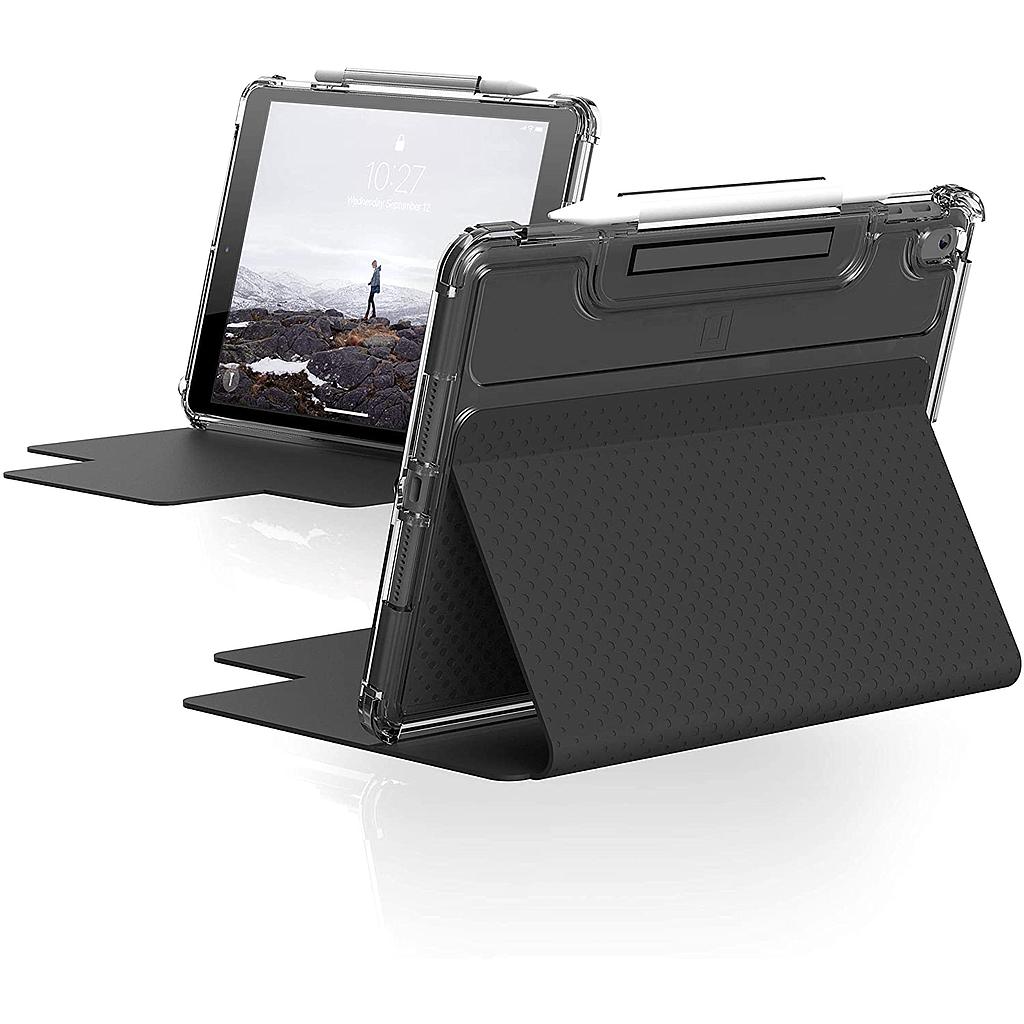 [U] by UAG Apple iPad 10.2/10.5" (7th, 8th & 9th Gen) Lucent Case Black/Ice [V] - كفر ايباد حماية عالية + ستاند + مكان للقلم
