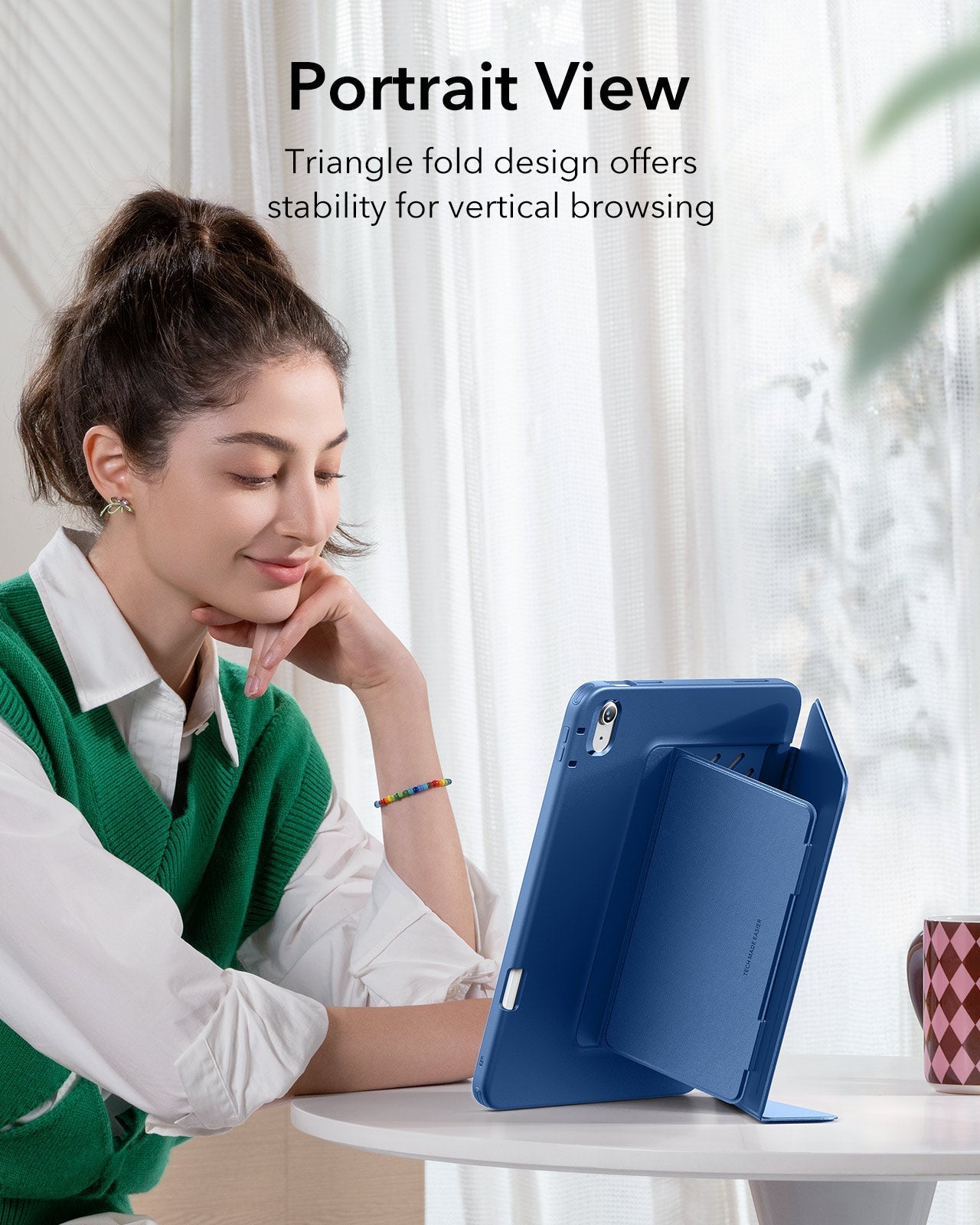 ESR iPad 10.9 2022 / iPad 11 - A16 / 11th Gen) Gen Flip Hybrid Case (Pencil Holder) Blue