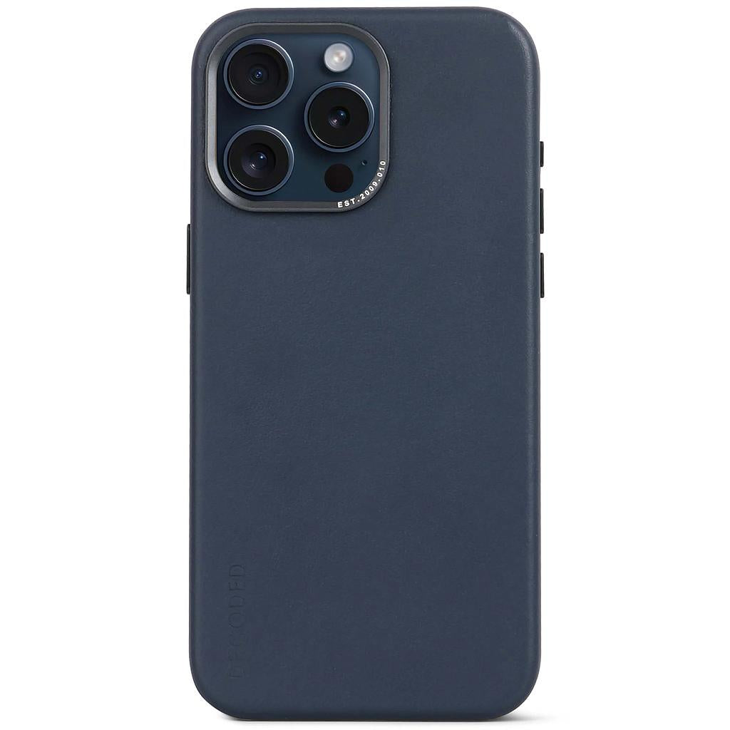 Decoded iPhone 15 Pro 15 Pro Max Leather Magsafe Case - True Navy [V] - كفر ايفون 15 برو/15 برو ماكس - جلد - ماغ سيف - أزرق داكن [V]