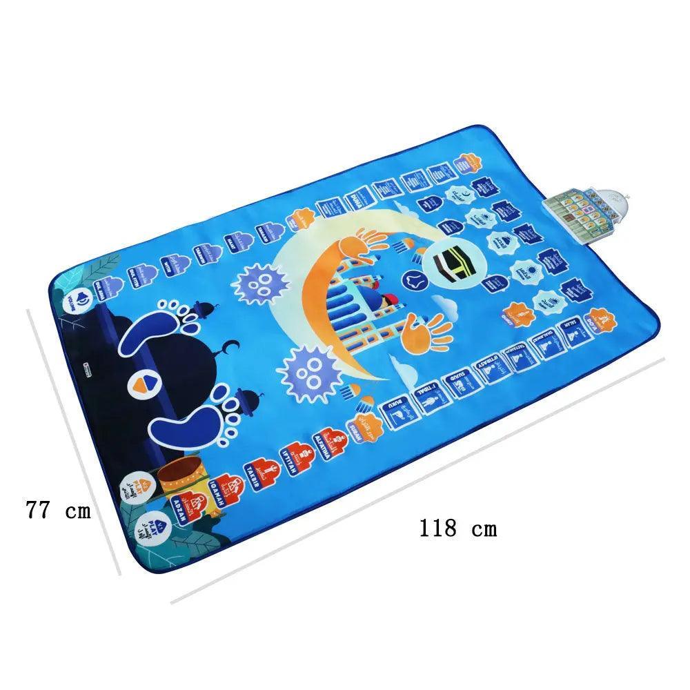 Porodo Kids Educational Interactive Smart Prayer Mat 110 x 70cm - Blue [H]- سجادة الصلاة الإسلامية - مع أوامر صوتية - للأطفال - مناسبة للتعليم