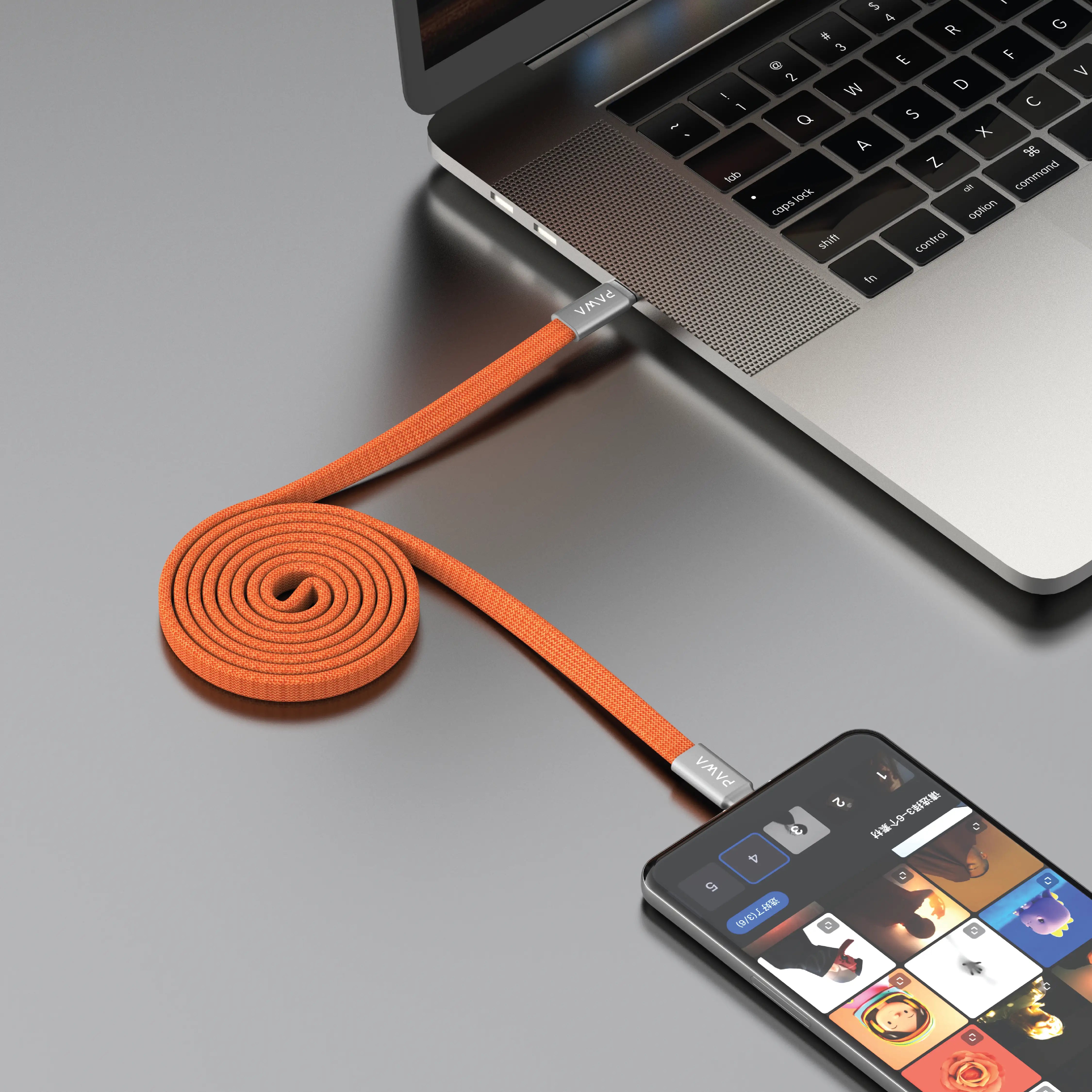 PAWA Ignitesync Typec To Typec Magnetic Braided Cable - 240W - Orange