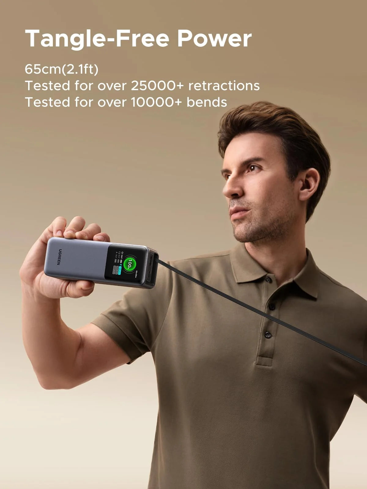 UGREEN Nexode Power Bank 20000mAh 165W with Retractable USB-C Cable