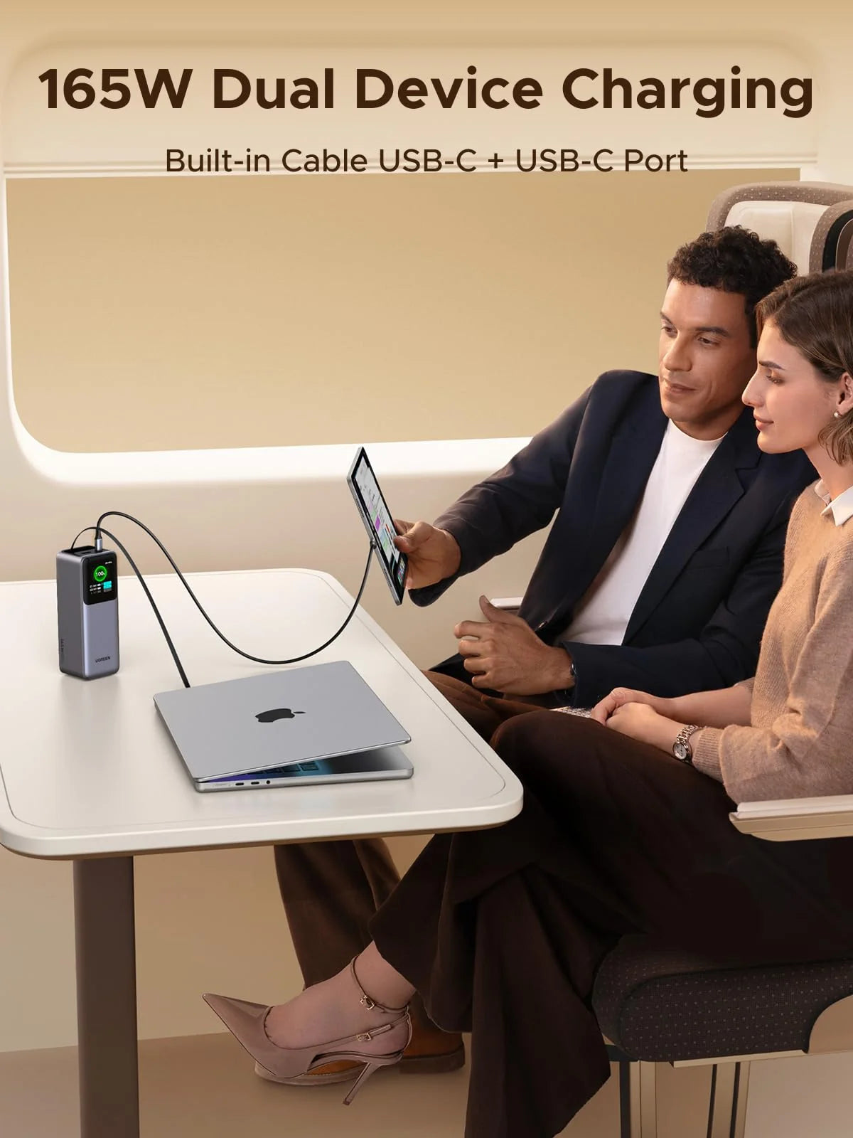 UGREEN Nexode Power Bank 20000mAh 165W with Retractable USB-C Cable