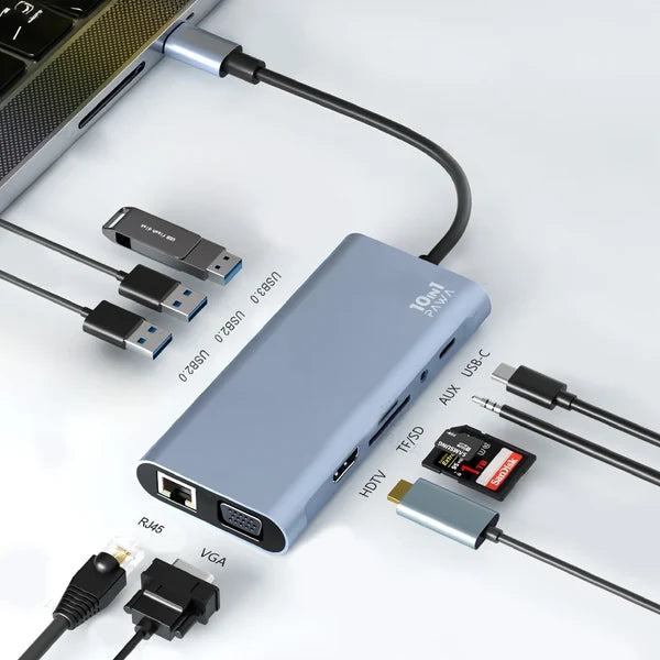 Pawa 10IN1 USB-C HUB WITH 4K HDTV & VGA