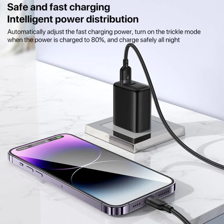 Yesido USB to 8-Pin Charging Data Cable – 3M, (Black)[H] - سلك شحن أيفون  - طول 3 متر - كفالة 12 شهر