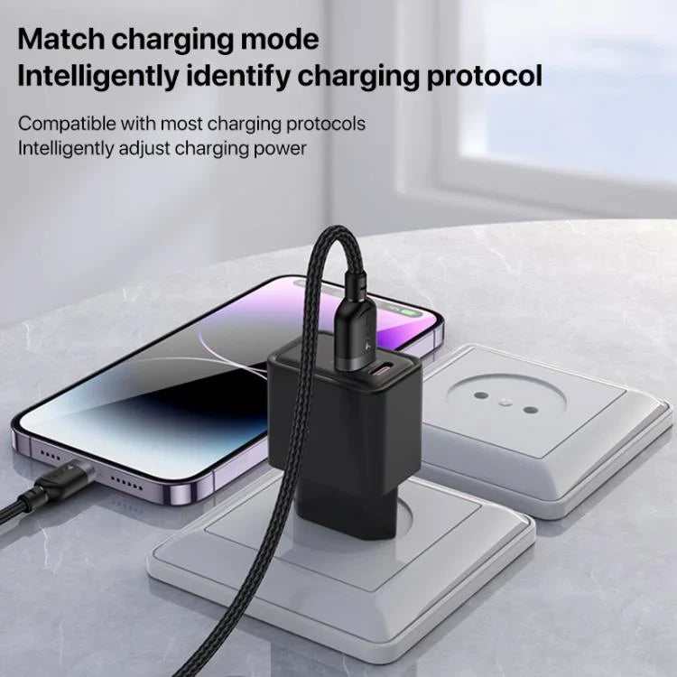 Yesido USB to 8-Pin Charging Data Cable – 3M, (Black)[H] - سلك شحن أيفون  - طول 3 متر - كفالة 12 شهر